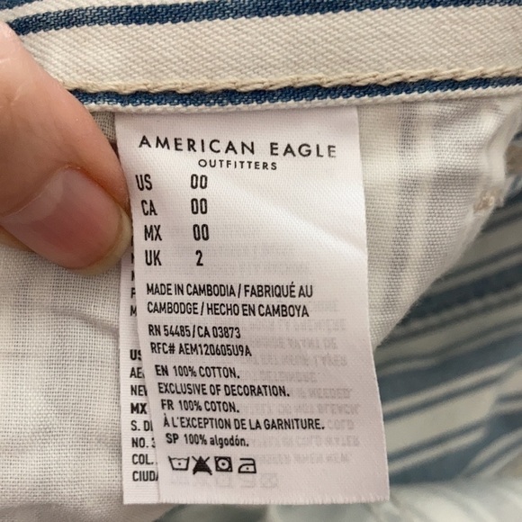 American Eagle Blue Stripes High Rise Jean Shorts - Picture 8 of 8
